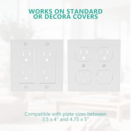 WALI Double Outlet Shelf Wall Holder – Bathroom Shelf Duplex for Electric Toothbrush, HomePod Mini, Echo Dot & Phone Charging – White-2 Packs (DLS002) - size: Larger