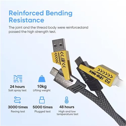 4-in-1 USB C Cable 6FT 60W Fast Charging Cord Multiple Ports Charger Adapter with USB C/USB A Port, Compatible with iPhone16/15/14/13/12/Pro/Samsung, Multi Charging Cable