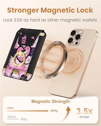 Shorogyt Compatible with Magsafe Wallet with Grip, Heart Skull - color: Heart Skull