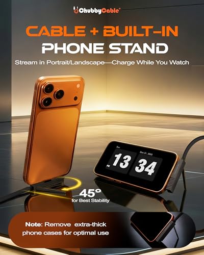 chubbycable 240W Invisible Stand Fast Charge USB C to C Cable, Black 4.9FT - color: Black, size: 4.9ft