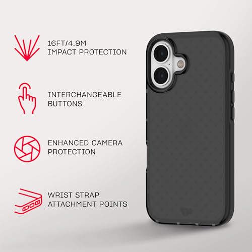 Tech21 EvoCheck for iPhone 16 - Impact Protection Case - in Smokey - color: Charcoal, size: iPhone 16