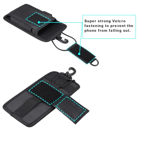 Backpack Strap Attachment Bag Cell Phone Pouch Holster Belt Clip Case Holder for Samsung Galaxy A16 A15 A14 A13 A06 A05 A03s S25 Ultra S24 FE S23/S22 Ultra, Moto G Power G Stylus 5G, iPhone 16 Pro Max