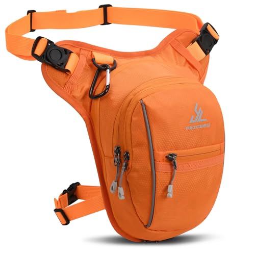 Peicees Motorcycle Leg Bag for Men Womens Thigh Bag, Expandable - color: Orange