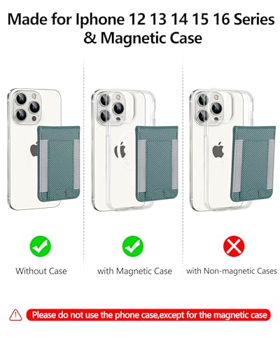for MagSafe Wallet with Adjustable Stand, 9 Card Holder, Open ID Window - color: Green Carbon Fiber