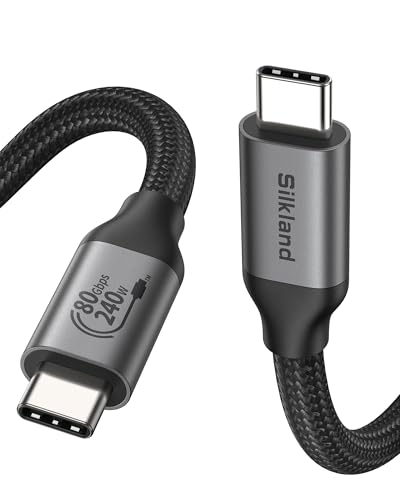 Silkland 80Gbps USB4 for Thunderbolt 5 Cable 3.3FT, 120Gbps Bandwidth, 240W - size: 3.3 Feet