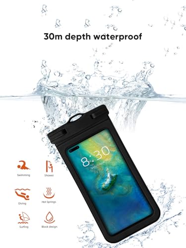 2-Pack Extra-Large Waterproof Phone Pouches, Universal Floating Waterproof Pouch, Underwater Dry Bag for iPhone 15 14 13 12 11 Pro Max, Galaxy S23 S22 S21 S20 Ultra, Pixel, White+Black - color: White+Black