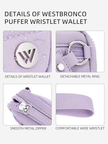 WESTBRONCO Wristlet Wallets for Women – RFID Blocking Quilted Nylon Phone Wallet, Card Holder Purse for Travel & Everyday Use - color: Purple