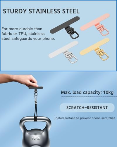 2 Pack Stainless Steel Phone Tether Tabs - Sturdy Universal Lanyard Patches for Phone Cases, 360° Rotatable Metal Phone Lanyard Tab, Anti-Loss & Prevent Phone from Falling（Rose Gold） - color: Rose Gold