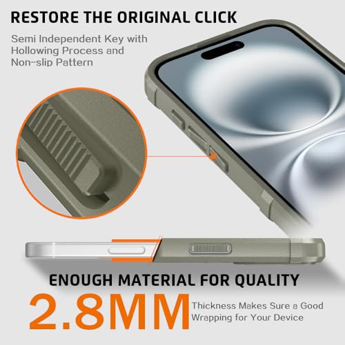 Rugged Shield 8ft Drop Proof TPU Thick Armor Tactical Protective Case Compatible with iPhone 16 (6.1 inches) - Light Clay - color: Light Clay, size: iPhone 16