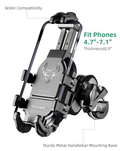 ROCKBROS Aluminum Motorcycle Bike Phone Mount with Vibration Dampener