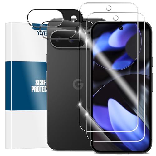 Screen Protector for Google Pixel 9, [2+2 Pack] Tempered Glass for Pixel 9 & Camera Lens Protectors[Ultrasonic Fingerprint Unlock] [Case Friendly] [Bubble-Free] 6.3 Inches - size: Google Pixel 9