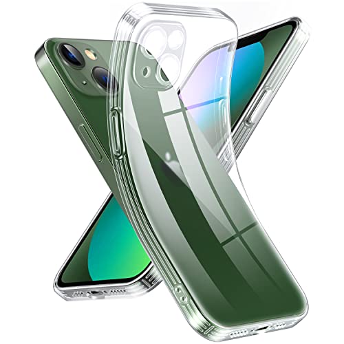 Supdeal Crystal Clear Case for iPhone 13, [Not Yellowing] [Camera Protection] [Military Grade Drop Tested] Transparent Shockproof Protective Soft Silicone Slim Cover, 6.1 inch, Transparent - color: Transparent, size: iPhone 13