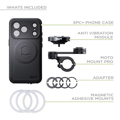 SP CONNECT Moto Bundle II AVM Xtreme | SPC+ |Compatible with iPhone 16 Pro | Phone Mount for Motorcycle | Motorcycle Phone Holder | Handlebars - style: for iPhone 16 Pro