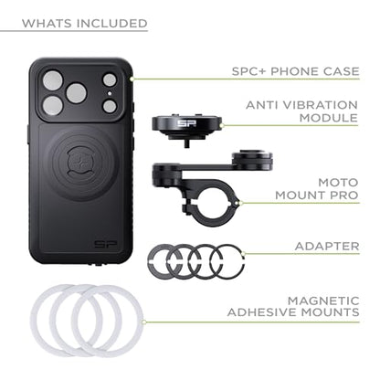 SP CONNECT Moto Bundle II AVM Xtreme | SPC+ |Compatible with iPhone 16 Pro | Phone Mount for Motorcycle | Motorcycle Phone Holder | Handlebars - style: for iPhone 16 Pro