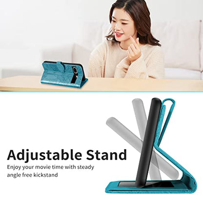 Wallet Case for Google Pixel 7 with Card Holder/Slot,PU Leather Folio Flip Shell [Kickstand][Magnetic Closure][Wrist Strap] Shockproof Cover Fit Google Pixel 7, Turquoise - color: Turquoise, size: Google Pixel 7