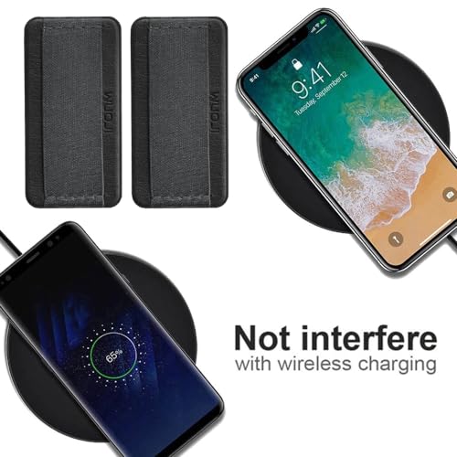Universal Phone Grip Holder for Hand - Wireless Charging Compatible - Universal Finger Strap Phone Holder Compatible with Most Smartphones (Grey Black) -2Pack - color: Grey Black