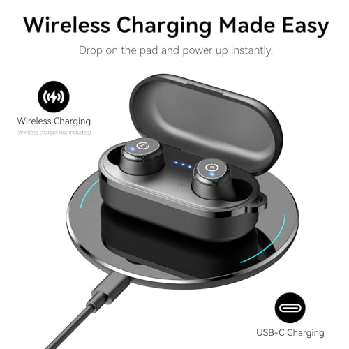 TOZO T10 Wireless Earbuds Powerful Bass Stereo Wireless Charging, APP, IPX8 - color: Black