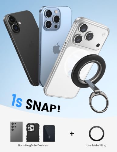 Lamicall for MagSafe Magnetic Phone Ring Grip - 360° Rotation Stand Holder - color: Misty Black