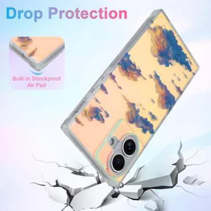 Cute Rectangle Case for iPhone 17 Case, Iridescent Clouds | Twilight Sun Set Sky Pattern Design, Aesthetic Girly Matte Glitter Protective Phone Cover for Women Girls - size: iPhone 17