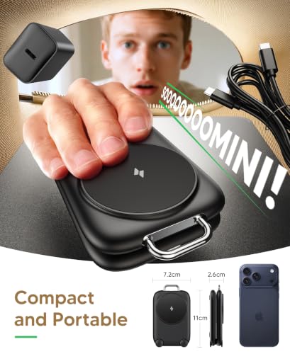 Mukiya PaktVault Traveling Fast Wireless Charging Station for iPhone Duo - color: Black