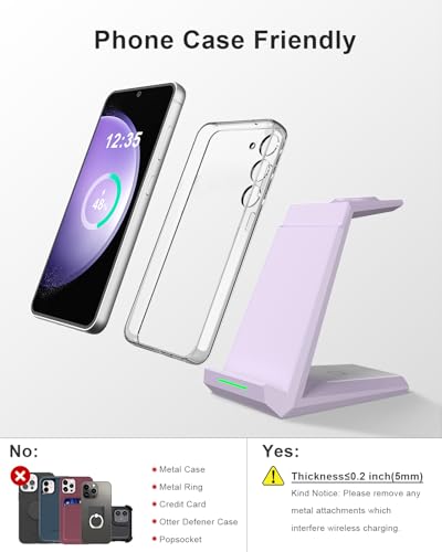 ADADPU 3 in 1 Wireless Charging Station for Samsung Galaxy Devices - color: Light Purple
