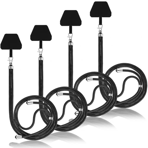 Weewooday 4 Pcs Phone Lanyard Crossbody Phone Strap, Black - color: Black