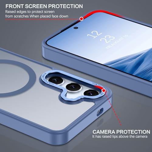 BENTOBEN Magnetic for Samsung Galaxy S24 Plus Case [Compatible with Magsafe] Translucent Matte Slim Thin Shockproof Anti-Yellow Women Men Protective Phone Cover for Samsung S24 Plus 6.7" 2024, Blue - color: Blue