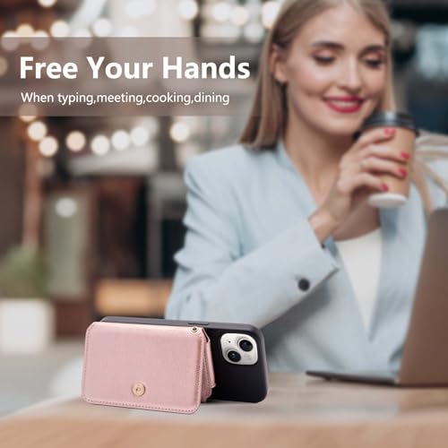 M-Plateau Foldable Phone Wallet，iPhone Card Holder Stick On with Flexible Zipper Coin Purse Multifunctional Kickstand Design, Fits 6.1 and Above Leather or Smooth Surface Phone case | Card Holder for Phone case with Zipper Coin Purse Fits 6.1 and Above Ph