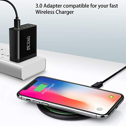 Fast Charging 3.0 Wall Charger, 4-Port USB Charger Block, Multi USB Plug - color: Black (4-Port)