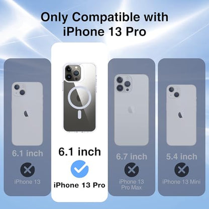 Supdeal Magnetic Clear Case for iPhone 13 Pro, [Compatible with MagSafe] [Non Slip Bumper & Not Yellowing] Military Grade Shockproof Transparent Silicone Phone Cover, 6.1", Transparent - color: Transparent, size: iPhone 13 Pro