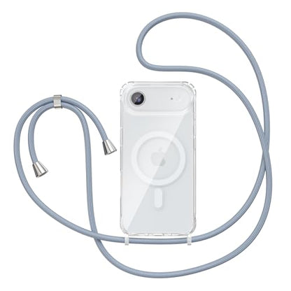 Magnetic Case for iPhone Air 6.5" Clear Crossbody Case with Adjustable Shoulder Neck Lanyard Strap,Compatible with Magsafe,Soft Slim Bumper Shockproof Protective Phone Cover-Blue - color: Blue, size: iPhone Air