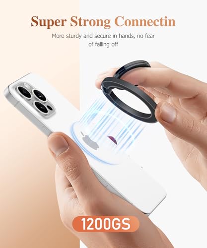 GVIEWIN Magnetic Phone Ring Holder, Compatible with MagSafe Phone Grip | Adjustable Stand, Magnet Phone Ring Kickstand, for iPhone 17/16/15/14/13/12 Pro Max Plus Air/Other Phones (Glitter/Black) - color: Glitter/Black