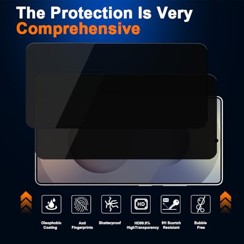 9H+ Privacy Anti-Spy Glass for Samsung Galaxy S25 Ultra Screen Protector, Crystal Clear HD, Auto-Align Frame & 3S Installation, Full Coverage Tempered Glass, [2-Pack with Dust-Free Kit]