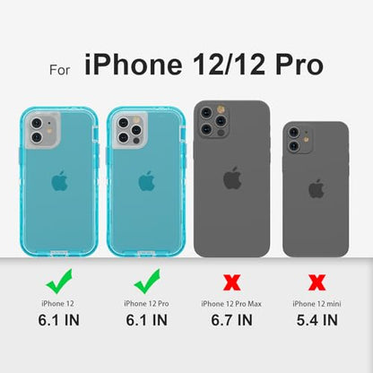 Follaroma for iPhone 12 Case/iPhone 12 Pro Case, 6.1'', Crystal Blue | Heavy Duty Shockproof Protection Phone Cases, Anti-Drop, Military Grade Dual Layer Transparent Rugged Protective Cover - color: Blue, size: iPhone 12/iPhone 12 Pro 6.1''