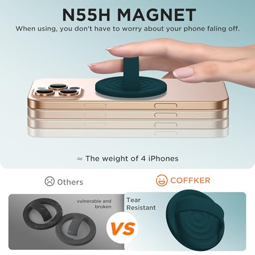 Magnetic Phone Grip for MagSafe, Silicone Ring Grip, Dark Green - color: Dark Green