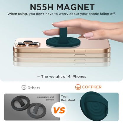Magnetic Phone Grip for MagSafe, Silicone Ring Grip, Dark Green - color: Dark Green