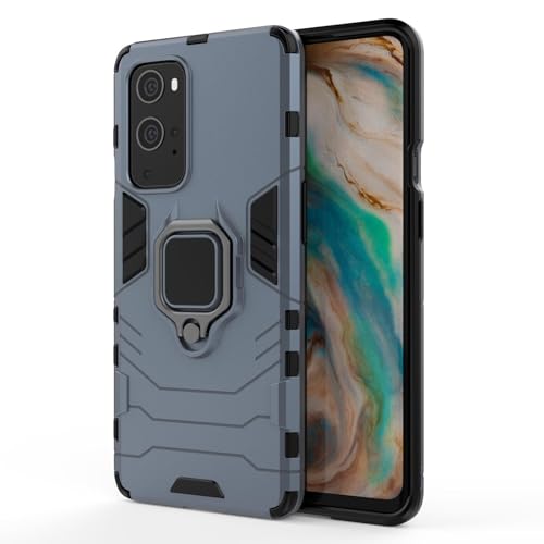 Max Power Digital Magnet Case for OnePlus 9 Pro Shockproof Hard Phone Cover with Grip, Metal Ring Kickstand Bumper Shell [Compatible with Magnetic Car Mount] (Navy) - color: Navy, size: OnePlus 9 Pro
