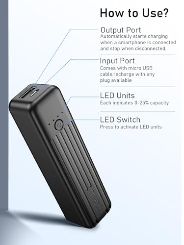 Miady 2-Pack Small Portable Charger 5000mAh Power Bank Travel Battery Pack - color: White+Black