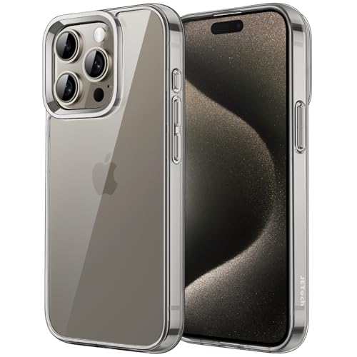 JETech Case for iPhone 15 Pro 6.1-Inch, Non-Yellowing Shockproof Phone Bumper Cover, Anti-Scratch Clear Back (Natural Titanium) - color: Natural Titanium, size: iPhone 15 Pro