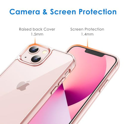 JETech Case for iPhone 13 6.1-Inch, Non-Yellowing Shockproof Phone Bumper Cover, Anti-Scratch Clear Back (Pink) - color: Pink