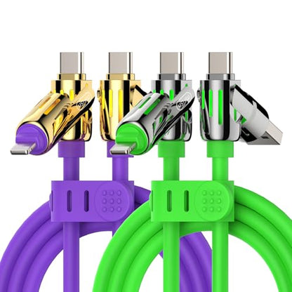MFish 2-Pack 240W 4-in-1 Multi Charging Cable, Purple+Green, 6.6FT - color: Purple+Green, size: 2-Pack 6.6FT