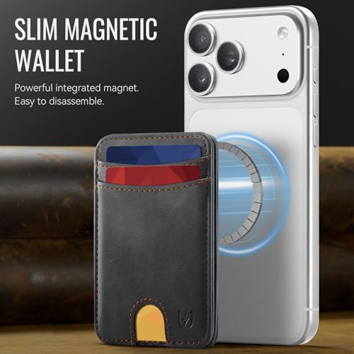 for Magsafe Wallet Magnetic RFID Blocking Card Holders, Retro Black - color: Retro Black