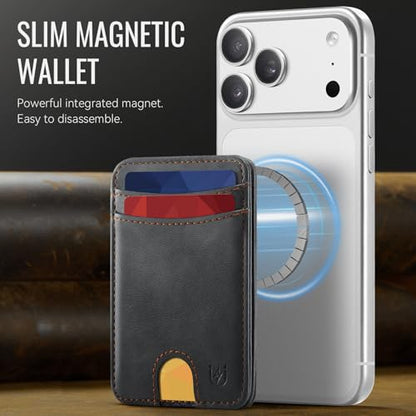 for Magsafe Wallet Magnetic RFID Blocking Card Holders, Retro Black - color: Retro Black