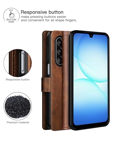 Feitenn for Samsung Galaxy A17 5G (6.7") Case Wallet 2026 with 4 Card Holders Kickstand, PU Flip Leather Magnetic Closure Folio Shockproof Protective Cover, Brown - color: Brown, size: Samsung Galaxy A17 5G