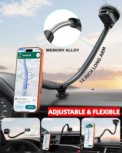 1Zero for Magsafe Car Phone Mount 14-Inch Gooseneck Long Arm Extension - color: 2026 Upgraded for Magsafe