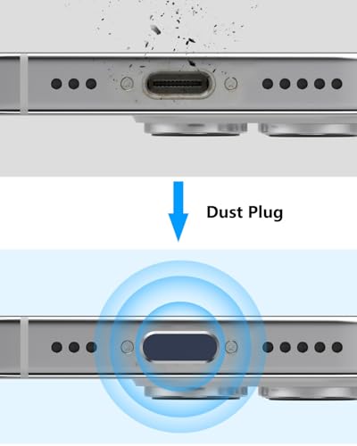 USB C Dust Plug for iPhone 17 Series,4Pcs Aluminum+4Pcs Silicone,Deep Blue - color: Blue