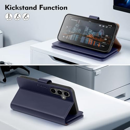 Shieldtop Compatible with Samsung Galaxy S24+ Plus Wallet Case with Card Holder,Women Men RFID Blocking PU Leather Flip TPU Protective Cover Credit Card Slots,Phone Case for S24 Plus,Dark Blue - color: Dark Blue, size: Samsung Galaxy S24 Plus - 6.7"