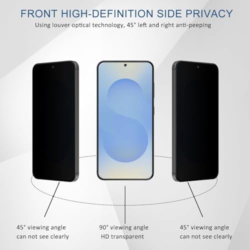 CJY For Samsung Galaxy S25 Anti Spy Privacy Screen Protector, 2+2 Pack Tempered Glass with Camera Lens Protector, 9H Hardness, Fingerprint ID Compatible, Case Friendly HD Privacy Glass - color: Samsung Galaxy S25 Privacy