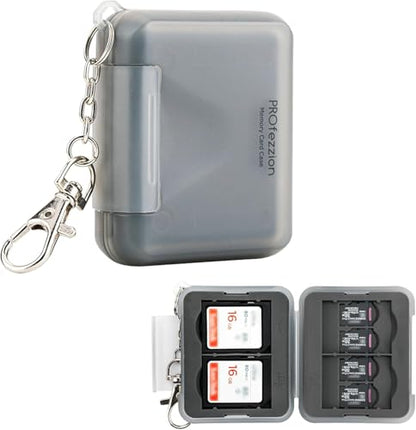 PROfezzion SD Card Holder Case for 4 SD/SDXC/SDHC & 8 microSD TF Memory - color: Grey - 12 Slots