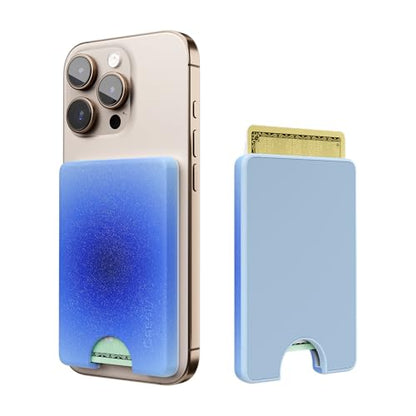 Casely MagWallet | Aura | Cobalt Clarity | Blue | Slim Wallet Card Holder | Compatible with MagSafe | Soft-Touch Hard Silicone | Holds Up to 3 Cards - color: Aura | Cobalt Clarity | Blue